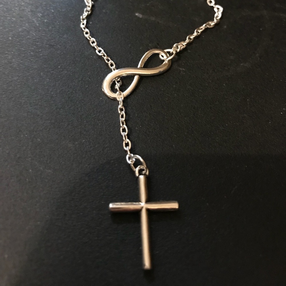 Silver Plated Infinity Cross Necklace - Picture 4 of 4